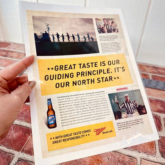 2005 Miller Lite Beer Ad Great Taste Our North Star Y2K Patriotic Wall Ephemera - Picture 2 of 8